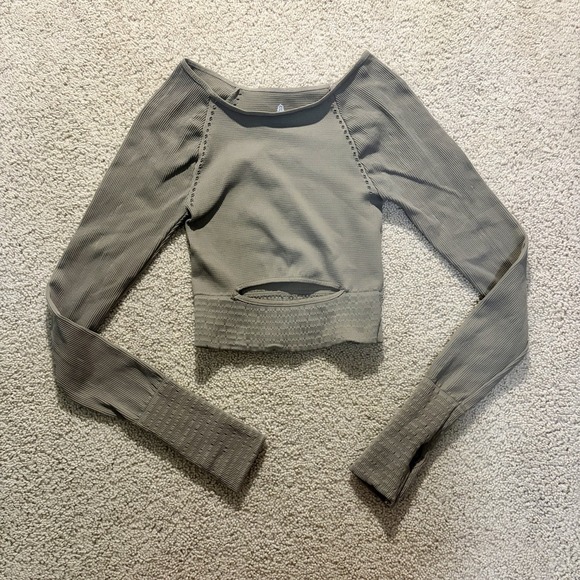 Free People Tops - Free People Movement Long Sleeve Top Cut Out Small Olive Green